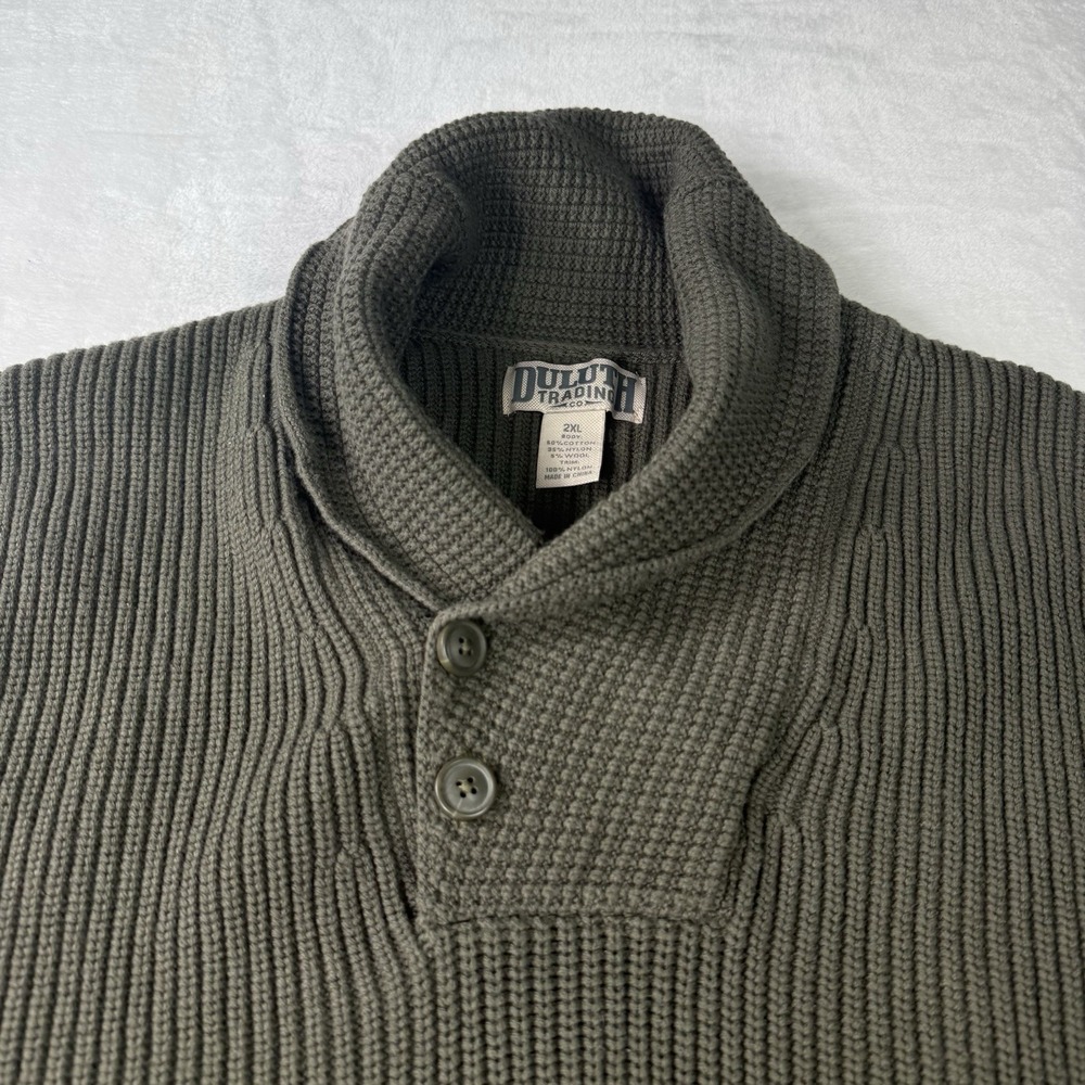 Lot of 2 Duluth Trading Co Sweater Mens 2XL Shawl Collar Cotton Wool Elbow Patch - Picture 4 of 11